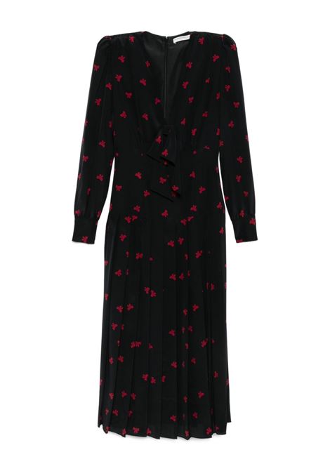 Black pleated bow-print dress Alessandra Rich - women ALESSANDRA RICH | FABX4111F45950900